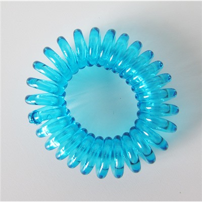 Резинка-пружинка для волос силиконовая голубая/прозрачная 3.5 см №7