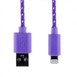 Кабель USB - Apple lightning Glossar CORD 1 метр (фиолетовый) 33941