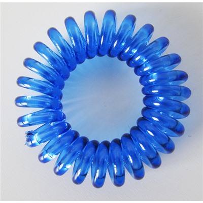 Резинка-пружинка для волос силиконовая синяя/прозрачная 3.5 см №8