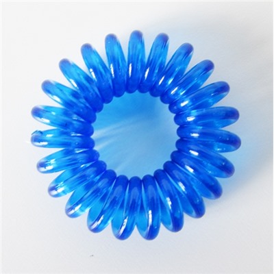 Резинка-пружинка для волос силиконовая синяя/прозрачная 2.5 см №33