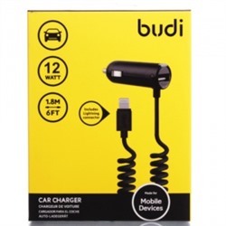 Автомобильная зарядка budi M8J186 USB/lightning/5V/2.4A (черный) 70556