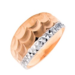 Серебряное кольцо с алмазной огранкой, позолоченное