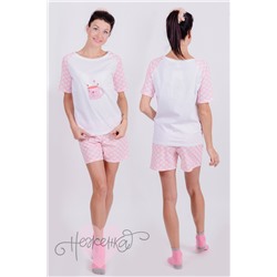 Пижама Д 26 (белый+розовый с цветами)