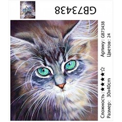 картина алмазная мозаика АМ34 GB73438 "Кошка с бирюзовыми глазами", 30х40 см