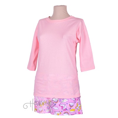 Женская пижама ЖП 001/3 (розовый+единорог)