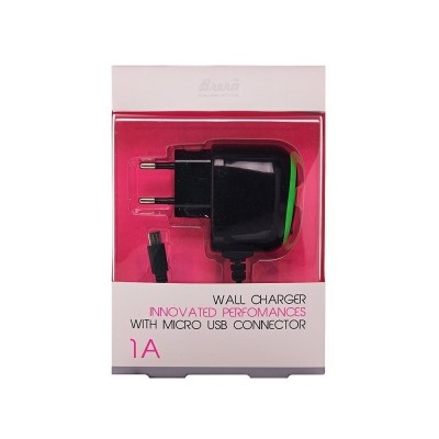 Сетевая зарядка Brera Classic micro USB 1A (черный+зеленый) 47214