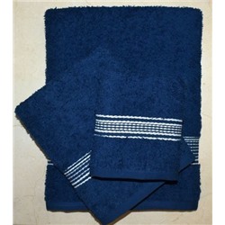 Набор махровых полотенец "Трио"-темно-синий 3 шт (40*70 см, 50*90 см,70*130 см) в индив. упак. хлопок 100%