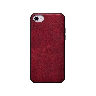 Чехол-накладка SC023 с кожаной вставкой для Apple iPhone 7 (красный) 68683