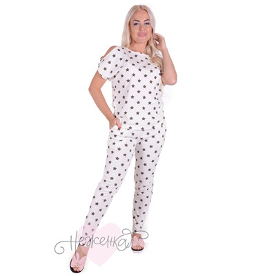 Женская пижама ЖП 003 (молочный со звездами)