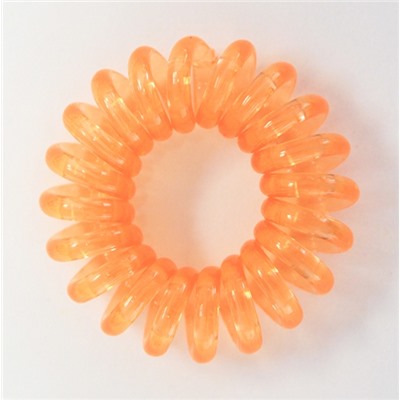 Резинка-пружинка для волос силиконовая оранжевая/прозрачная 3 см №209