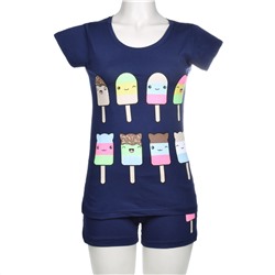 Комплект женский (футболка, шорты) 66175.1 (т.синий)