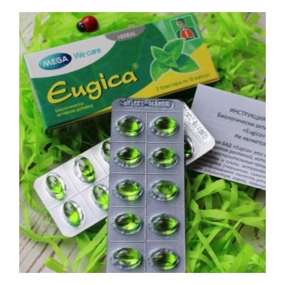 242 Капсулы Eugica с натуральными маслами для горла детям и взрослым, 20 штук в упаковке