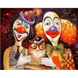 картина по номерам РН GХ5294 "Два клоуна и кот", 40х50 см