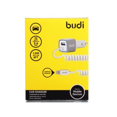 Автомобильная зарядка budi M8J066L USB/lightning/5V/2.4A (белый) 70552