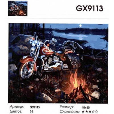 картина по номерам РН GX9113 "Мотоцикл у костра", 40х50 см
