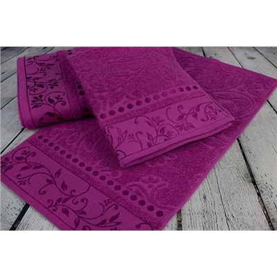 Махровое полотенце "Подарочное"-фиолет. 35*60 см. хлопок 100%