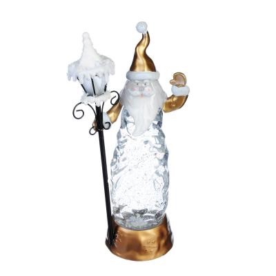 164 сув N01-005 СНОУ БУМ Светильник LED Дед Мороз с фонарем, с водой и блестками, пластик, 30,5х9,3 см,3хААА,2 цвета