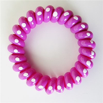 Резинка-пружинка для волос силиконовая фиолетовая/точка/увеличенная 6 см №54