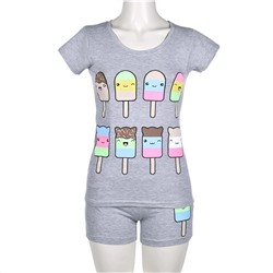 Комплект женский (футболка, шорты) 66175.6 (серый)