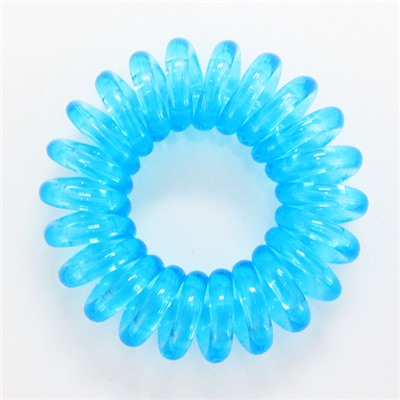 Резинка-пружинка для волос силиконовая голубая/прозрачная 3 см №201
