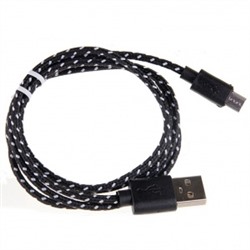 Кабель USB - micro USB Glossar CORD 1 метр (черный) 33929
