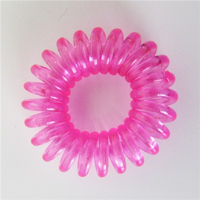 Резинка-пружинка для волос силиконовая розовая/прозрачная 2.5 см №43