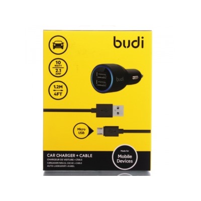 Автомобильный адаптер budi M8J070 2USB/5V/2.1A +micro USB (черный) 70568