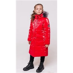 350-21з Пальто для девочки "Роби", красный