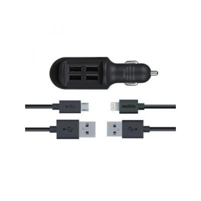 Автомобильный адаптер Melkin M8Z635 4USB/5V/4*1A +micro USB +lightning (черный) 51103