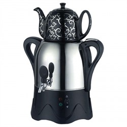 LEBEN Самовар электрический с заварочным чайником 3л/1л, 1800Вт, металл/керамика, черный 475-101