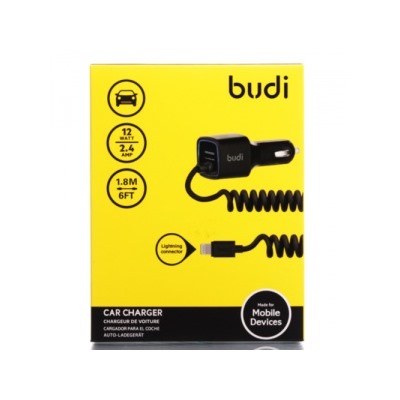 Автомобильная зарядка budi M8J066L USB/lightning/5V/2.4A (черный) 70551