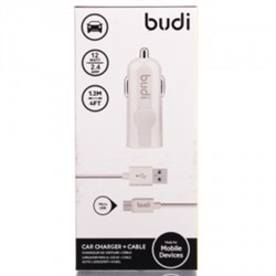 Автомобильный адаптер budi M8J062M USB/5V/2.4A +micro USB (белый) 70561