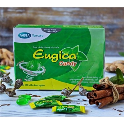 244 Конфеты Eugica Candy с натуральными маслами для горла детям и взрослым, 100 шт