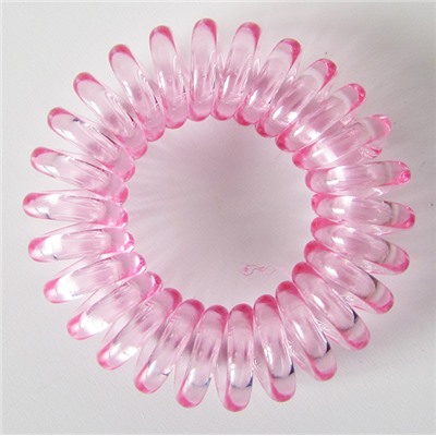Резинка-пружинка для волос силиконовая розовая/прозрачная 3.5 см №11