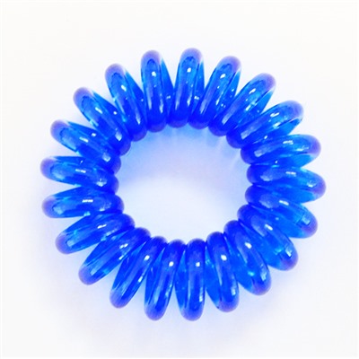 Резинка-пружинка для волос силиконовая синяя/прозрачная 3 см №202