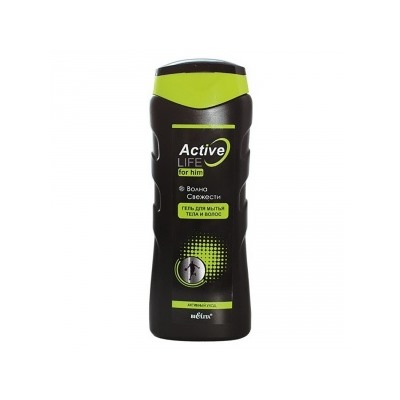 Active Life. Гель для мытья тела и волос "Волна свежести" для мужчин, 250мл