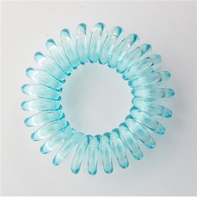 Резинка-пружинка для волос силиконовая светло-голубая/прозрачная 3.5 см №98