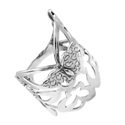 Кольцо из серебра с алмазной насечкой родированное