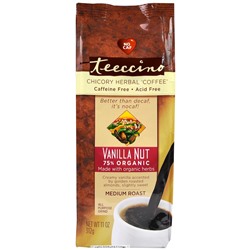 Teeccino, Травяной кофе цикорий, средней обжарки, без кофеина, ваниль/орех, 312 г