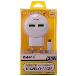 Сетевой адаптер Dalesh DLS-H127U 2USB/5V/2.1A + кабель micro USB (белый) 79570