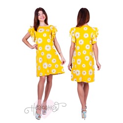 Платье П 548/1 (желтый+принт ромашки)