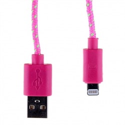 Кабель USB - Apple lightning Glossar CORD 1 метр (розовый) 33938
