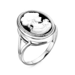 Кольцо из серебра с ювелирной смолой родированное - Камея