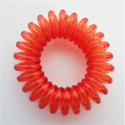 Резинка-пружинка для волос силиконовая красная/прозрачная 3.5 см №110