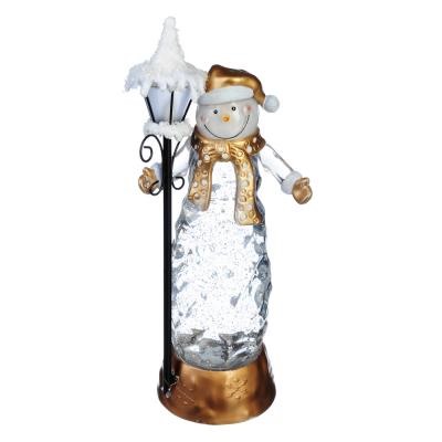 164 сув N01-004 СНОУ БУМ Светильник LED снеговик с фонарем, с водой и блестками, пластик,30,5х9,3 см,3хААА,2 цвета
