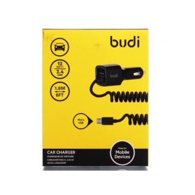 Автомобильная зарядка budi M8J066M USB/micro USB/5V/2.4A (черный) 70553