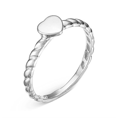 Кольцо из серебра родированное "Сердце"