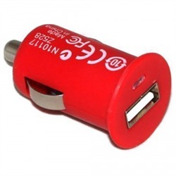 Автомобильный адаптер АЗУ-USB для Apple iPhone 4 1000 mA (красный) 17076
