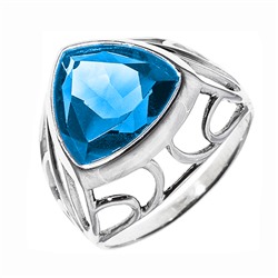 Кольцо из серебра с голубым кварцем родированное