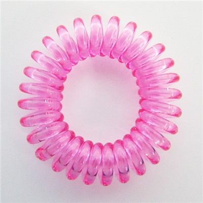 Резинка-пружинка для волос силиконовая ярко-розовая/прозрачная 3.5 см №100